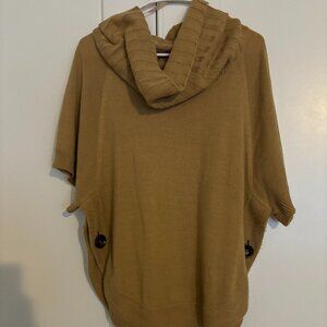 Outback Red Tan Cowlneck Poncho Sweater